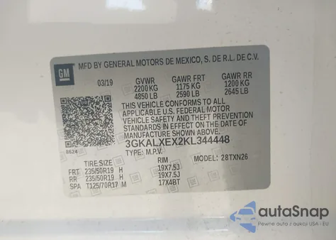 2019 GMC Terrain Denali из США, поврежденный, VIN 3GKALXEX2KL344448